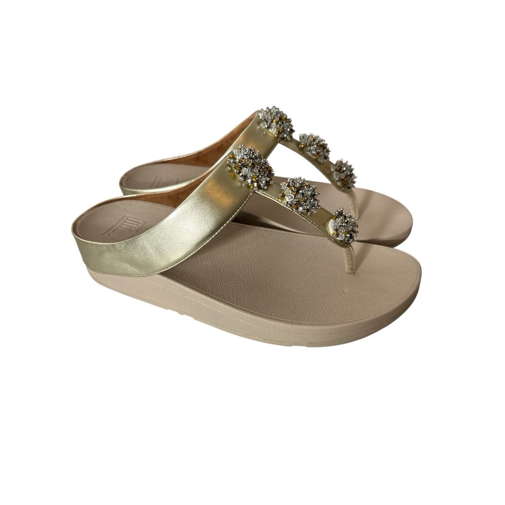 New FITFLOP GALAXY TOE THONG Sandals Women's Size 10 Platino Gold Comfy